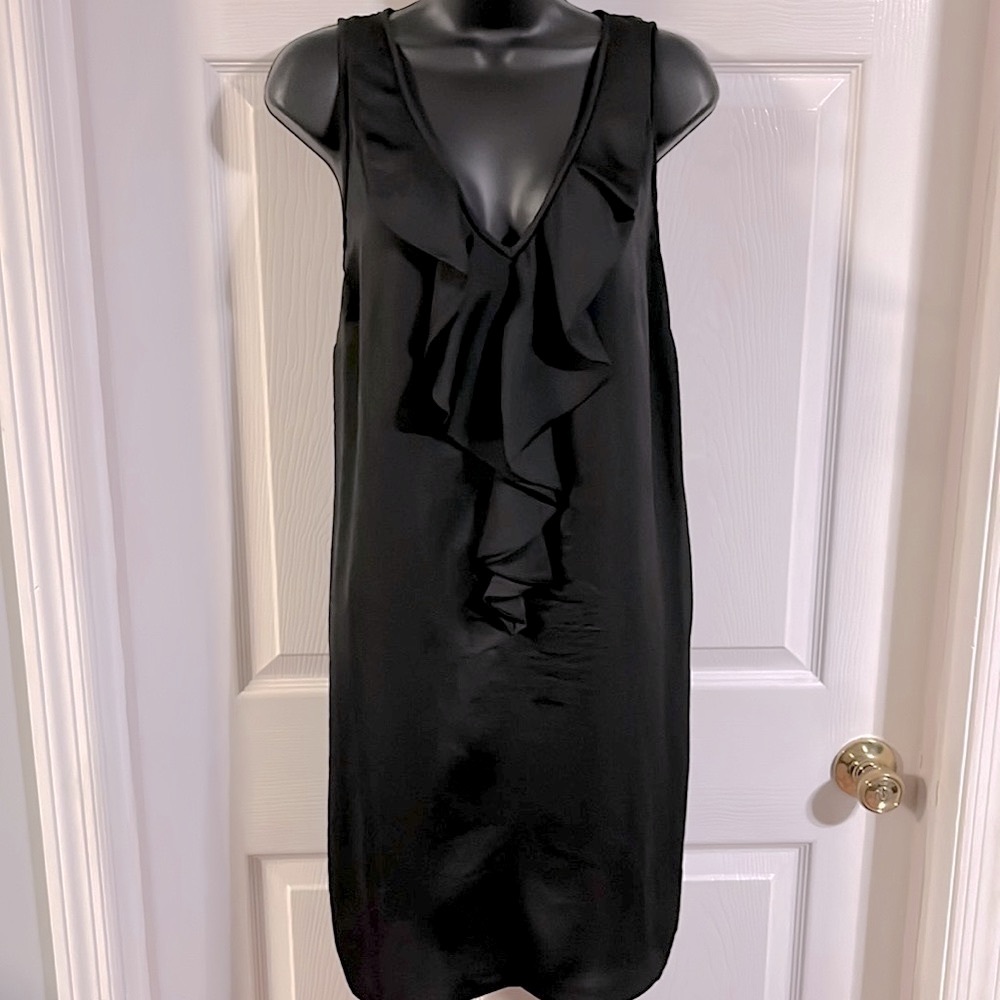 MICHAEL Michael Kors Black Sleeveless Ruffle V-Neck Dress